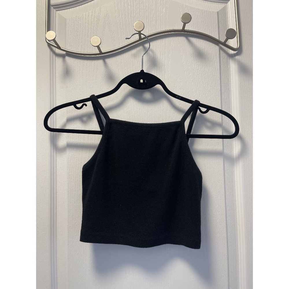 Forever 21 Cropped Black Halter Knit Tank Top